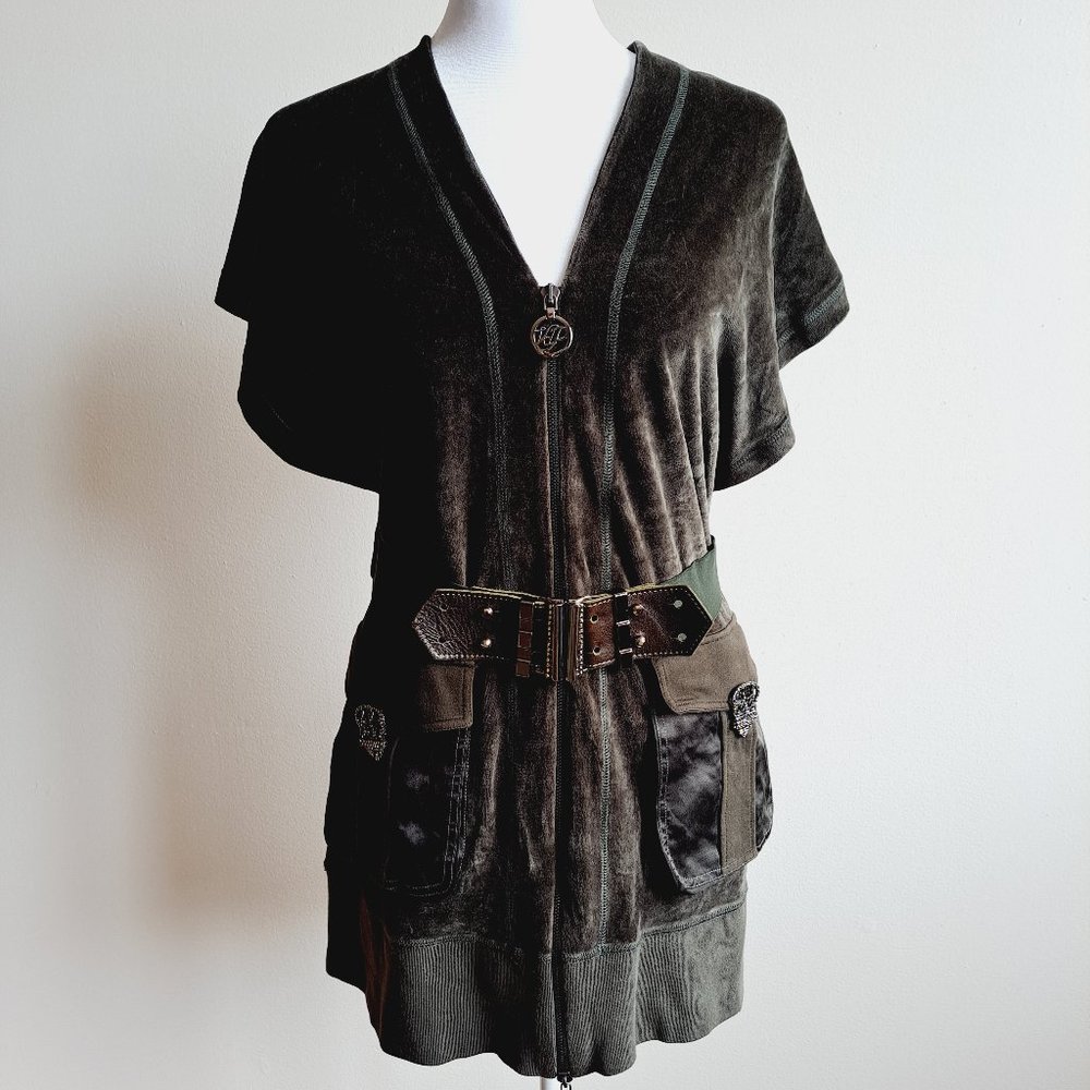 VDP Italian Dark Green Velvet Open back Dress Size 42